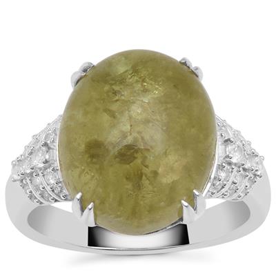 Grossular Ring with White Zircon in Sterling Silver 11.70cts
