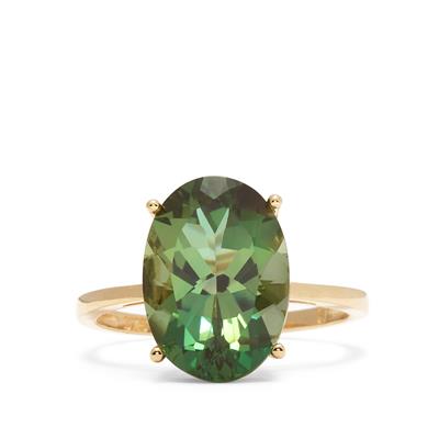 Green Andesine Ring in 9K Gold 5.30cts