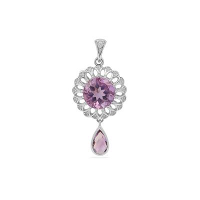 Zambian Amethyst Pendant with White Zircon in Sterling Silver 5.75cts