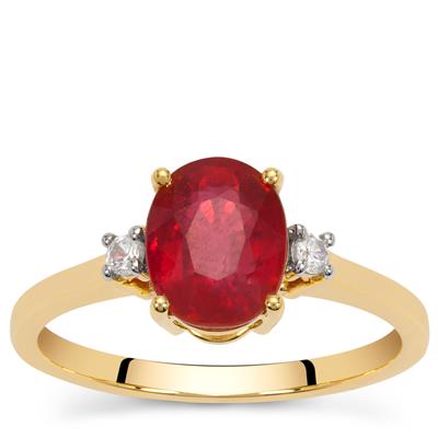 Bemainty Ruby Ring with White Zircon in 9K Gold 2.75cts