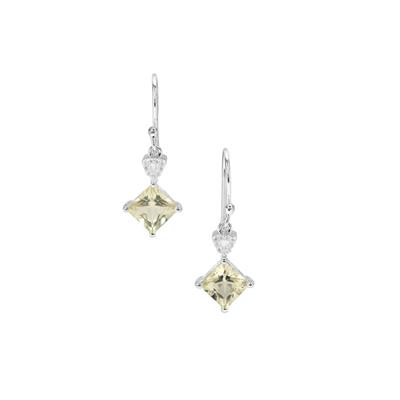 Serenite Earrings with White Zircon in Sterling Silver 3.20cts