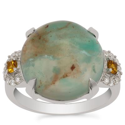 Aquaprase™, Mali Garnet Ring with White Zircon in Sterling Silver 9.45cts