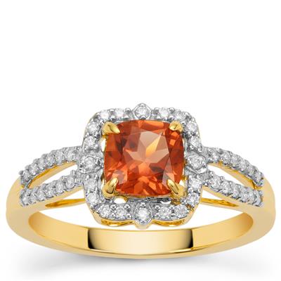 Oregon Sunstone Ring with Diamonds in 18K Gold 1.15cts