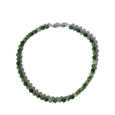 Type A Deep Green Jadeite Necklace in Sterling Silver Necklace 300cts 