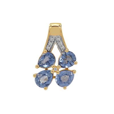 Ceylon Blue Sapphire Pendant with White Zircon in 9K Gold 1.65cts