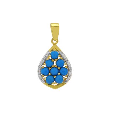 Ceruleite Pendant with White Zircon in Gold Plated Sterling Silver 1.40cts