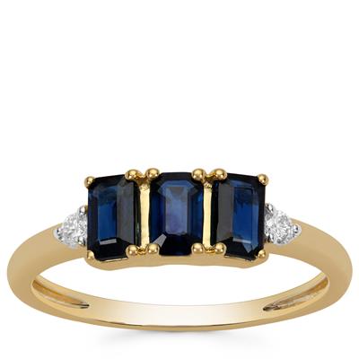 Australian Blue Sapphire & Argyle Diamonds 9K Gold Ring ATGW 1cts