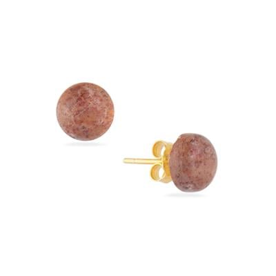 Strawberry Quartz Earrings  in Gold Tone Sterling Silver 4cts
