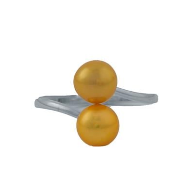 Golden Freshwater Cultured Pearl Sterling Silver Ring (6.50x6.50mm)