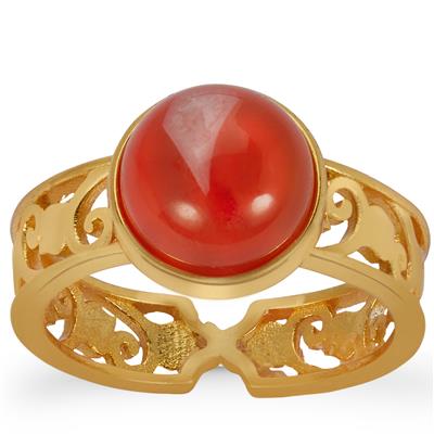 Nanhong Agate Ring in Gold Tone Sterling Silver 4cts