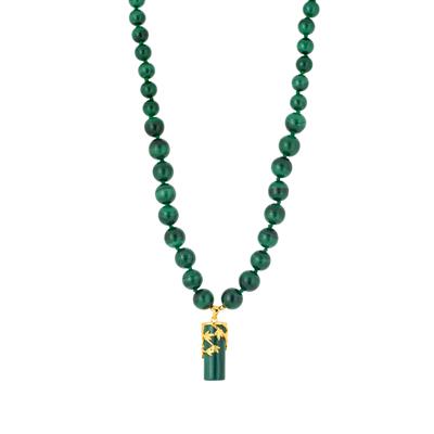 Malachite Necklace in Gold Tone Sterling Silver 158cts