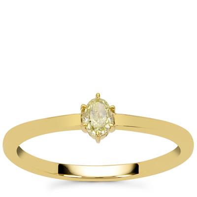 Natural Yellow Diamond Ring in 9K Gold 0.22ct