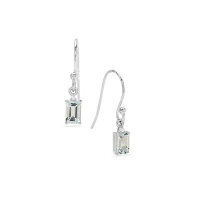 Aquamarine Earrings with Diamonds in Sterling Silver 1cts