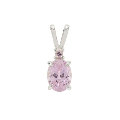 Minas Gerais Kunzite Pendant with Pink Sapphire in Sterling Silver 1.65cts
