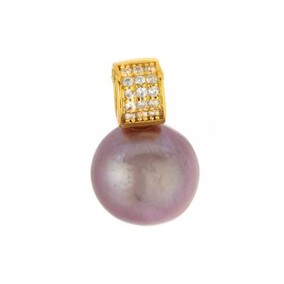 Rare Edition: Peacock Purple Freshwater Cultured Pearl Pendant With Zircon Bail (10mm)