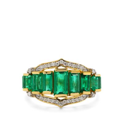 Panjshir Emerald Ring with Diamonds in 18K Gold 2.40cts