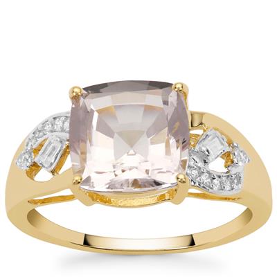 Idar Pink Morganite Ring with White Zircon in 9K Gold 3.25cts