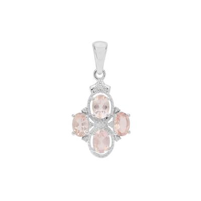 Zambezia Morganite Pendant with White Zircon in Sterling Silver 1.69cts