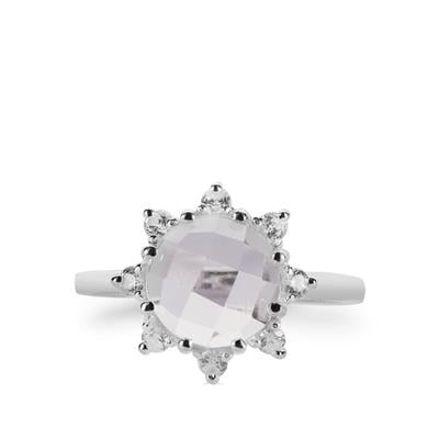Golconda Quartz Ring with White Zircon in Sterling Silver 2.67cts