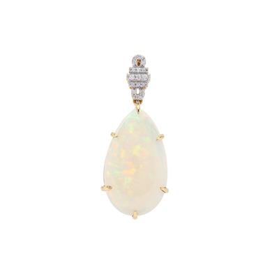 Ethiopian Opal Pendant with Diamonds in 18K Gold  11.32cts