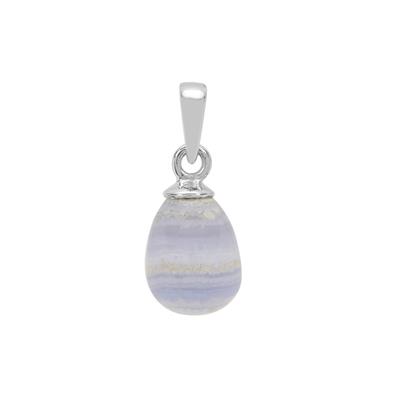 Blue Lace Agate Pendant in Sterling Silver 7cts