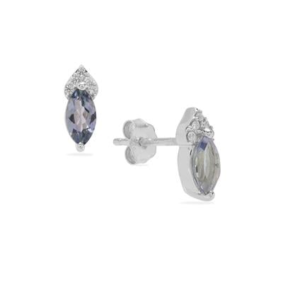 Bi Colour Tanzanite Earrings with White Zircon in Sterling Silver 0.75ct