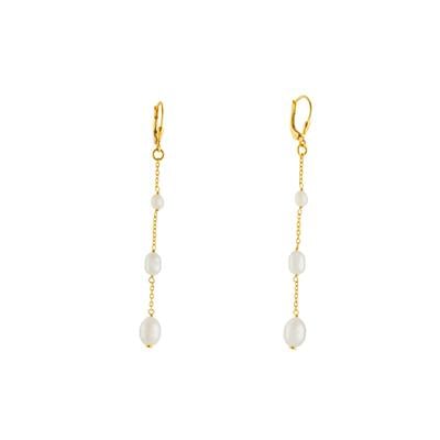 Freshwater Cultured Pearl Earrings in Gold Tone Sterling Silver (4 to 8mm)