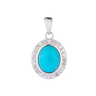 Natural Turquoise Pendant with White Topaz in Sterling Silver 2.20cts