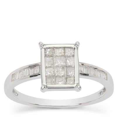 Diamond Ring in 9K White Gold 0.75ct