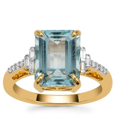 Aquamarine Ring with Diamonds in 18K Gold 4.15cts
