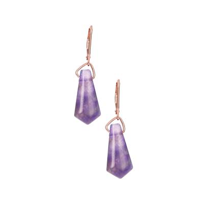 13.50cts Banded Amethyst Earrings in Rose Gold Tone Sterling Silver 