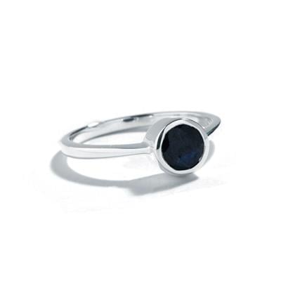 Black Sapphire Ring in Sterling Silver 1ct