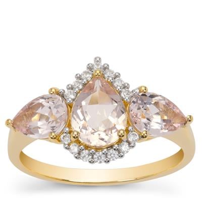 Idar Pink Morganite Ring with White Zircon in 9K Gold 2.20cts