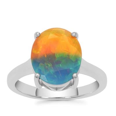 Peacock Opal Ring in Sterling Silver 2cts
