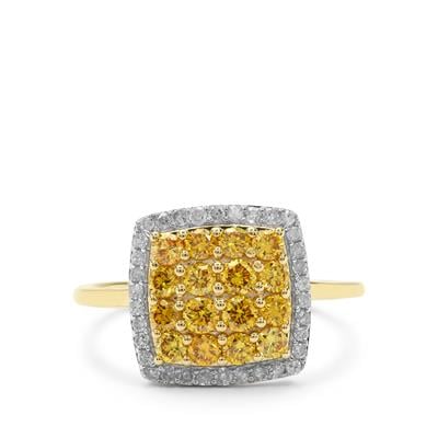 Natural Fire, White Diamond Ring in 9K Gold 1ct
