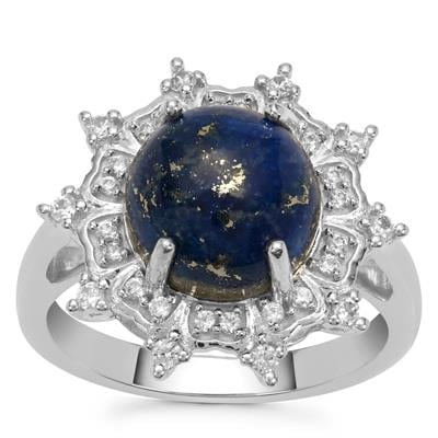 Afghanite Ring with White Zircon in Sterling Silver 4.25cts