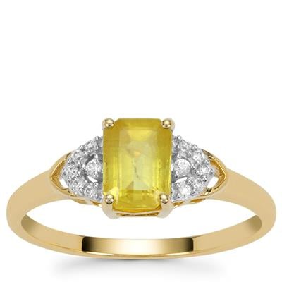Bang Kacha Sapphire Ring with White Zircon in 9K Gold 1.30cts