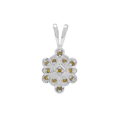 Yellow Diamond Pendant in Sterling Silver 0.08ct