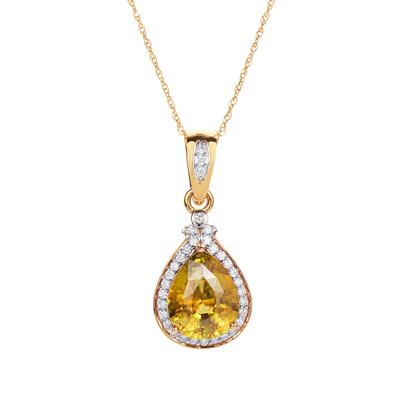 Madagascan Sphene Necklace with Diamond in 18K Gold 3.44cts