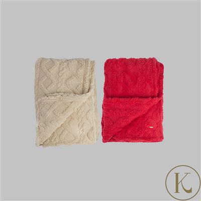 Kimbie Home Supersoft Jacquard Throw 130x180cm  - Available in Cream or Red 