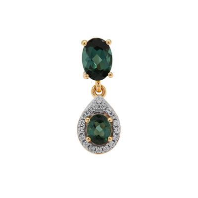 Royal Indigolite Pendant with White Zircon in 9K Gold 1.15cts