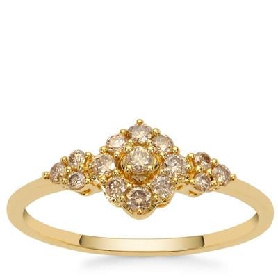 Champagne Diamond Ring in 9K Gold 0.34ct