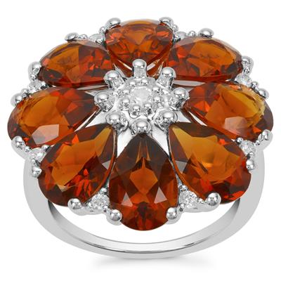 Madeira Citrine Ring with White Zircon in Sterling Silver 9.05cts
