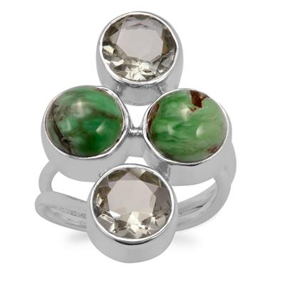 Australian Variscite Ring with Prasiolite in Sterling Silver 9cts