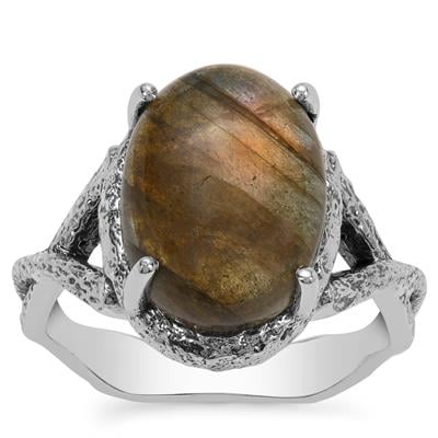 Pink Flash Labradorite Ring in Sterling Silver 6.50cts