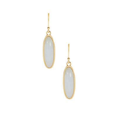 Blue Quartzite Earrings in Gold Tone Sterling Silver 8.27cts