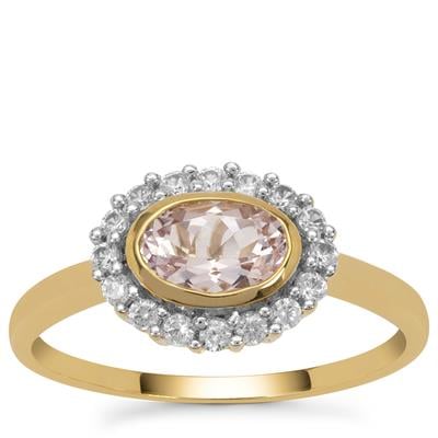 Idar Pink Morganite Ring with White Zircon in 9K Gold 1cts