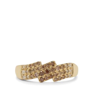 Ombre Champagne Diamonds Ring with White Diamonds in 9K Gold 0.54ct