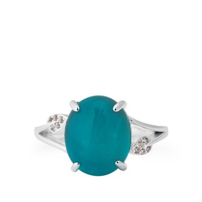 Amazonite Ring with White Topaz in Sterling Silver 5cts 