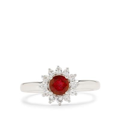 Red Topaz Ring with White Topaz in Sterling Silver 0.85ct